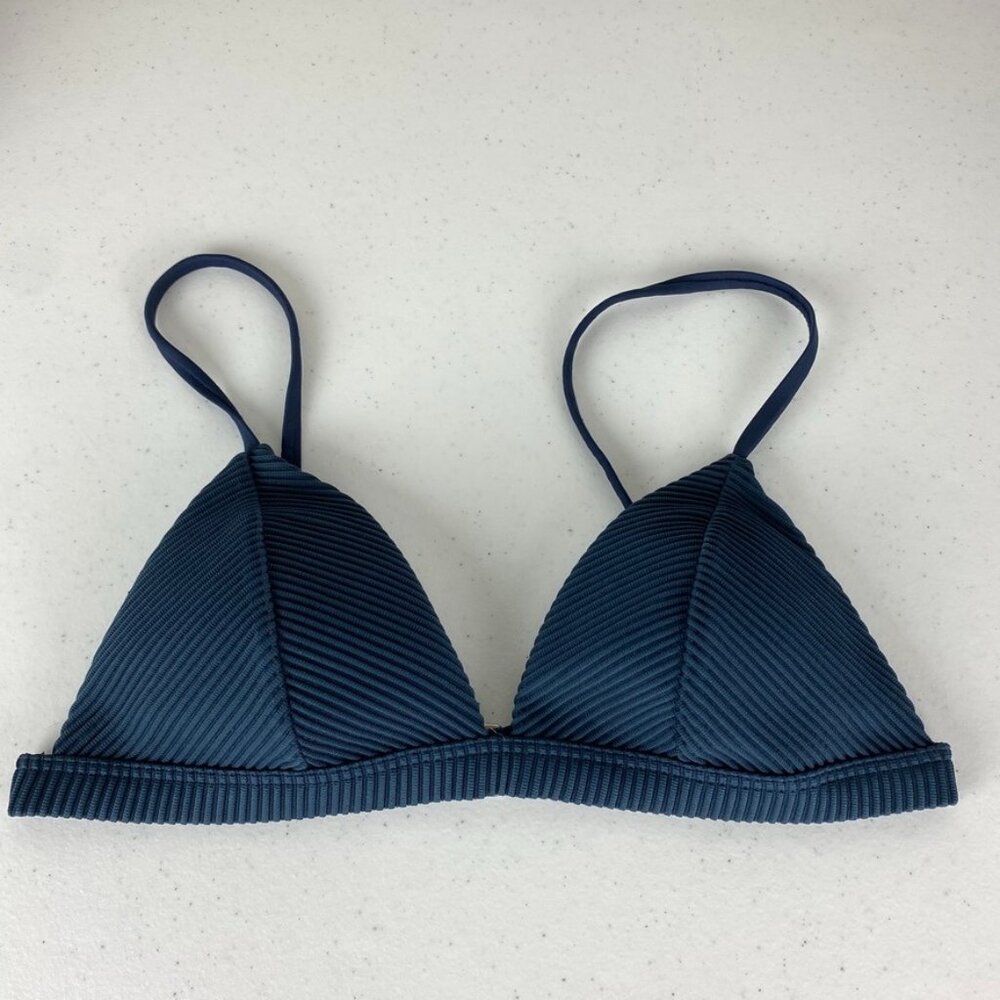 Hollister Ribbed Triangle Bikini Top Navy‎ Blue Womens Small